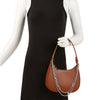 DIONA J SMOOTH CHAIN LINK DESIGN SHOULDER BAG COLOR BROWN