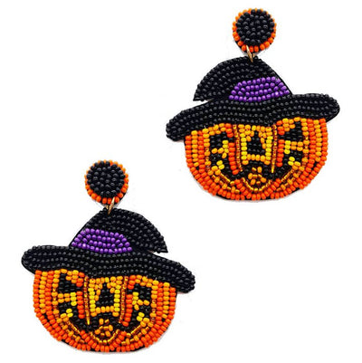 Halloween Beaded Pumpkin Earring