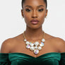 Bib Chunky Aurbo Crystal Pearl Evening Necklace