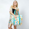 DIONA J WOMEN'S TROPICAL PRINT TOTE BAG COLOR IVORY