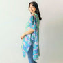 DIONA J IMPRESSIONIST ABSTRACT PRINT KIMONO ONE SIZE COLOR GREEN