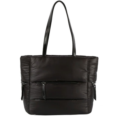 DIONA J SMOOTH CUSHION TEXTURE ZIPPER CROSSBODY SHOULDER BAG BLACK