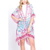 DIONA J MANDALA BOHO PRINTED KIMONO CARDIGAN ONE SIZE PINK