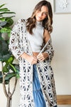 Veveret Geometric Open Front Three-Quarter Sleeve Cardigan