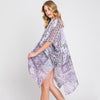 DIONA J PAISLEY FLOWER PRINT KIMONO CARDIGAN ONE SIZE COLOR PURPLE