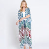 DIONA J DAMASK PRINT OPEN FRONT LONG KIMONO ONE SIZE COLOR TEAL