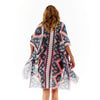 DIONA J AZTEC PRINTED KIMONO ONE SIZE COLOR ORANGE/BLUE