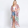 DIONA J DAMASK PRINT OPEN FRONT LONG KIMONO ONE SIZE COLOR RED