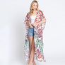 DIONA J DAMASK PRINT OPEN FRONT LONG KIMONO ONE SIZE COLOR RED