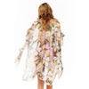 DIONA J FLORAL PRINTED SILKY KIMONO ONE SIZE COLOR BEIGE