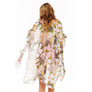 DIONA J FLORAL PRINTED SILKY KIMONO ONE SIZE COLOR BEIGE