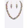 DIONA J FRINGE CRYSTAL STATEMENT COLLAR NECKLACE SET IRIDESCENT