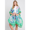 DIONA J HAND DRAWN WATERCOLOR FLOWER GARDEN KIMONO ONE SIZE COLOR GREEN