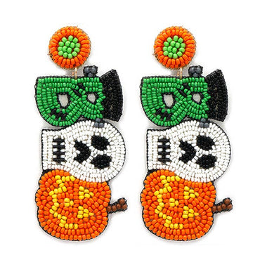 Seed Bead Halloween Boo Tri Tone Earring
