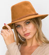 Vegan suede fedora with braided trim