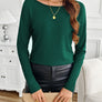 Lace Detail Butterfly Back Round Neck Long Sleeve T-Shirt