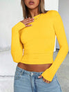 Solid Color Round Neck Long Sleeve T-Shirt