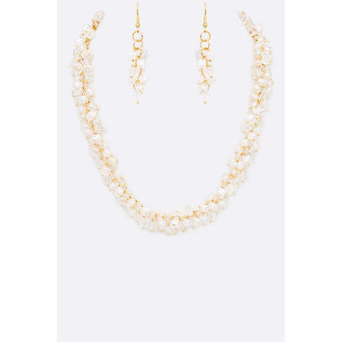 DIONA J FRINGE CRYSTAL STATEMENT COLLAR NECKLACE SET AB/CLEAR