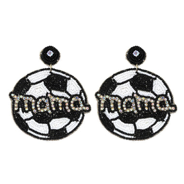 DIONA J MAMA JEWELED AND BEADED SPORTS BALL EARRINGS BLACK