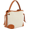 TEXTURED DRAWSTRING HANDLE SATCHEL BAG BROWN