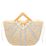 DIONA J TWO TONE STRAW DRAWSTRING TOTE BAG COLOR SILVER