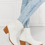 MMShoes Watertower Town Faux Leather Western Ankle Boots in White