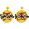 DIONA J RHINESTONE SOFTBALL MOM HANDMADE BEADED EARRINGS YELLOW