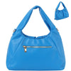 DIONA J WOMEN'S SMOOTH CHIC PLEATED SHAPED HANDLE CROSSBODY BAG COLOR BLUE