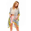 DIONA J MULTI PRINTED SILK KIMONO ONE SIZE COLOR SILVER/MULTI