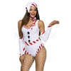 Sexy Snow Women 4 Pc White Red Polyester Halloween Cosplay Costume Set Size S/M