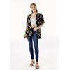 DIONA J FASHION FLOWER PRINT SHORT KIMONO ONE SIZE COLOR BLACK