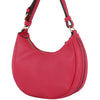 DIONA J WOMEN'S LEATHER TRENDY CURVED ROUND ZIPPER SHOULDER BAG COLOR FUCHSIA