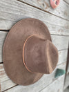 Faux suede wide brim panama hat with braided band