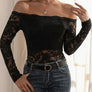 Off-Shoulder Long Sleeve Lace Top
