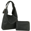 3IN1 SMOOTH HOBO BAG WITH CROSSBODY AND COIN PURSE SET DARK CHARCOAL