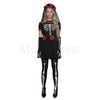 Day Of The Dead 3 Pc Black Women's Flare Dress Halloween Costume Set Size XL