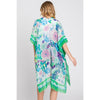DIONA J HAND DRAWN WATERCOLOR FLOWER GARDEN KIMONO ONE SIZE COLOR GREEN