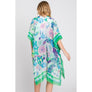 DIONA J HAND DRAWN WATERCOLOR FLOWER GARDEN KIMONO ONE SIZE COLOR GREEN