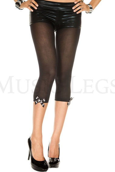 Skull bow opaque leggings