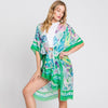 DIONA J HAND DRAWN WATERCOLOR FLOWER GARDEN KIMONO ONE SIZE COLOR GREEN