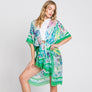 DIONA J HAND DRAWN WATERCOLOR FLOWER GARDEN KIMONO ONE SIZE COLOR GREEN
