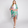 DIONA J HAND DRAWN TROPICAL LEAVES KIMONO ONE SIZE GREEN