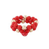 Valentine’s Day Bracelets Big Double Heart Beaded Bracelet for Women Red