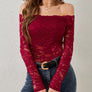 Off-Shoulder Long Sleeve Lace Top