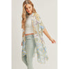 DIONA J FLORAL PRINT KIMONO CARDIAGN ONE SIZE COLOR BLUE