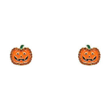 Rhinestone Halloween Pumpkin Stud Earring