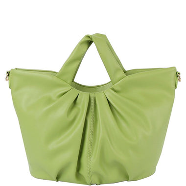 DIONA J SMOOTH CHIC PLEATED SHAPED HANDLE CROSSBODY BAG COLOR GREEN