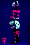 Tie dye spandex opaque pantyhose (Glow UV Reactive)