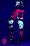 Tie dye spandex opaque pantyhose (Glow UV Reactive)