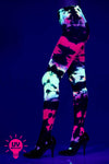 Tie dye spandex opaque pantyhose (Glow UV Reactive)